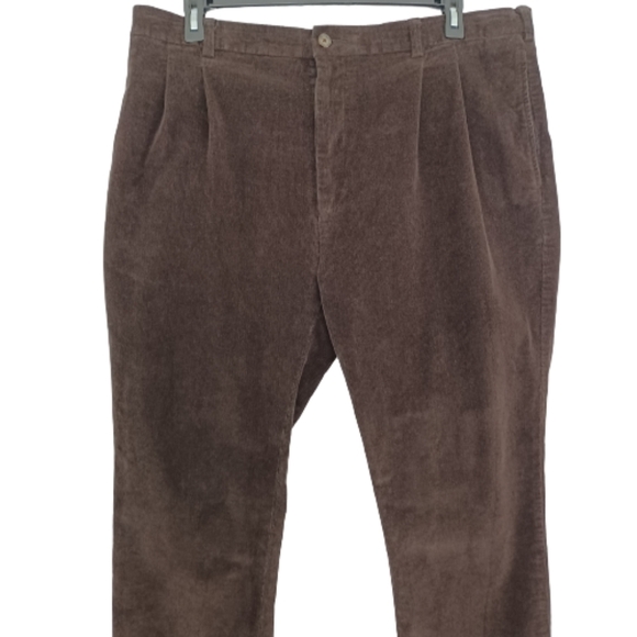 ROUNDTREE & YORKE Brown Corduroy Cotton Menswear Casual Career Dress Slack Pants - Picture 3 of 6